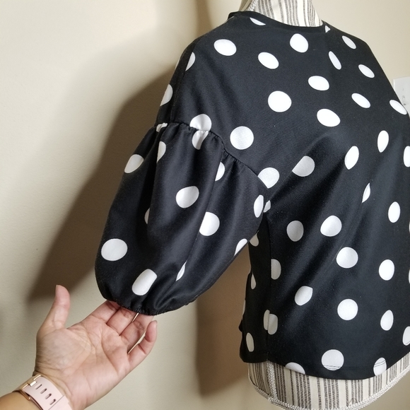 ZARA Dolman Sleeve Polka Dot Top Sz S - Picture 2 of 6